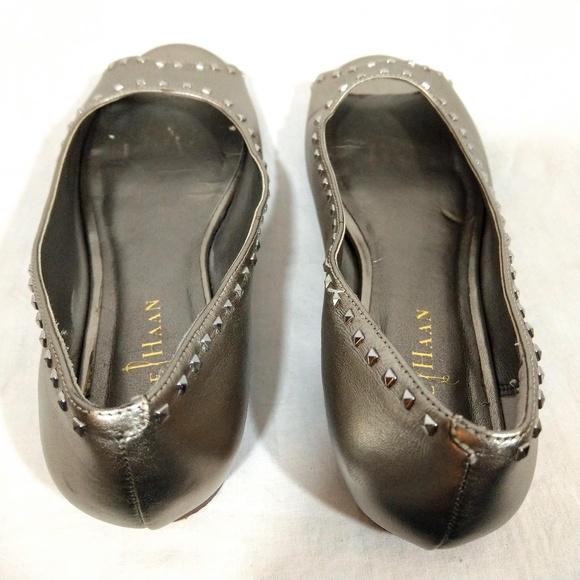 Cole Haan Silver Studded Open-Toed Flats - Picture 4 of 8